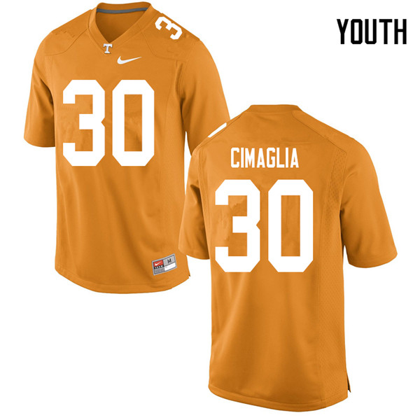 Youth #30 Brent Cimaglia Tennessee Volunteers College Football Jerseys Sale-Orange